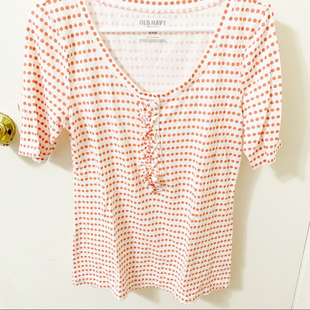 5/$25 Old Navy polka dot ruffle top shirt